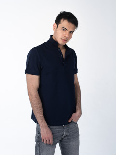 Мужская рубашка ПОЛО с эластаном тёмно-синяя