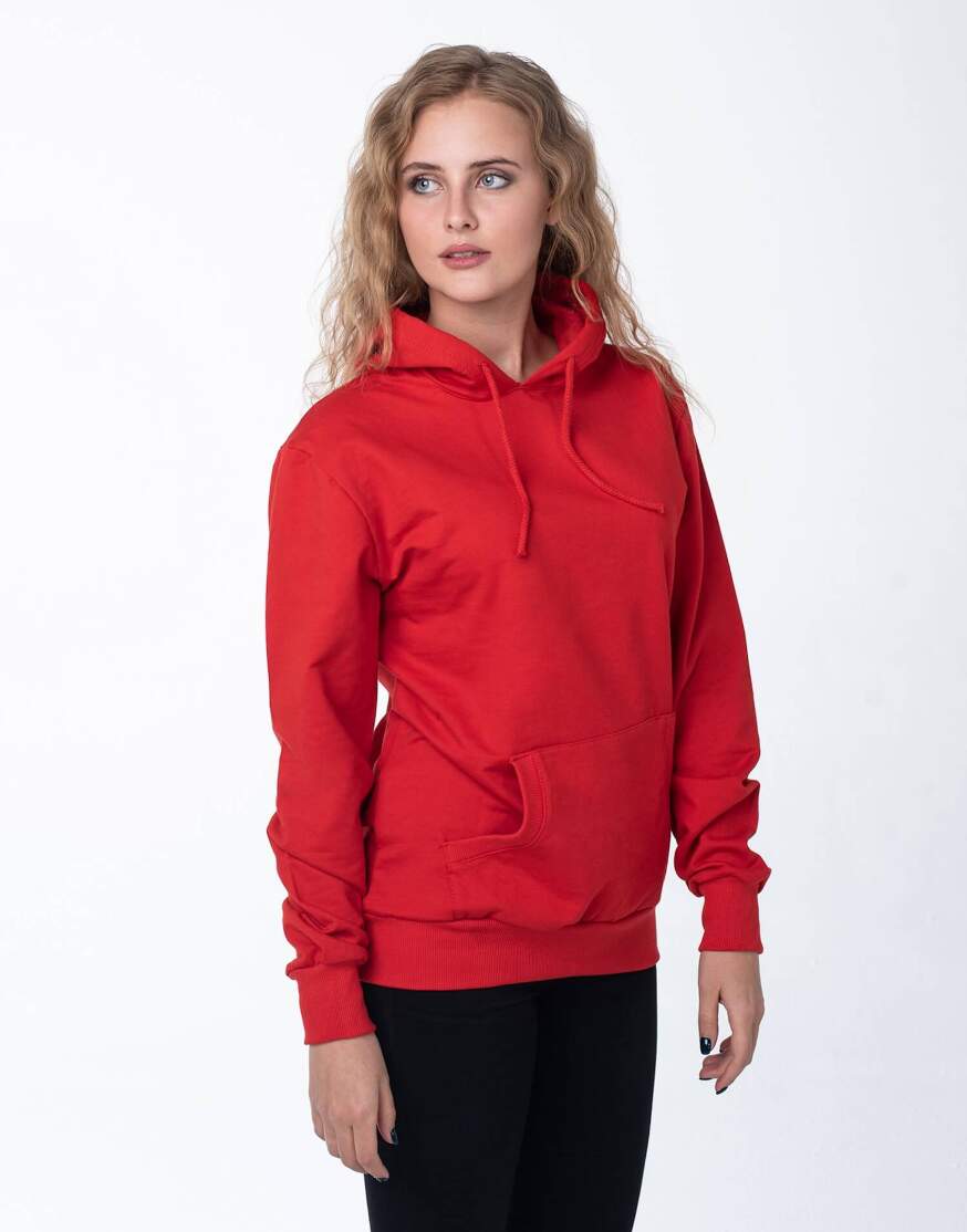 Красная толстовка с капюшоном женская оптом